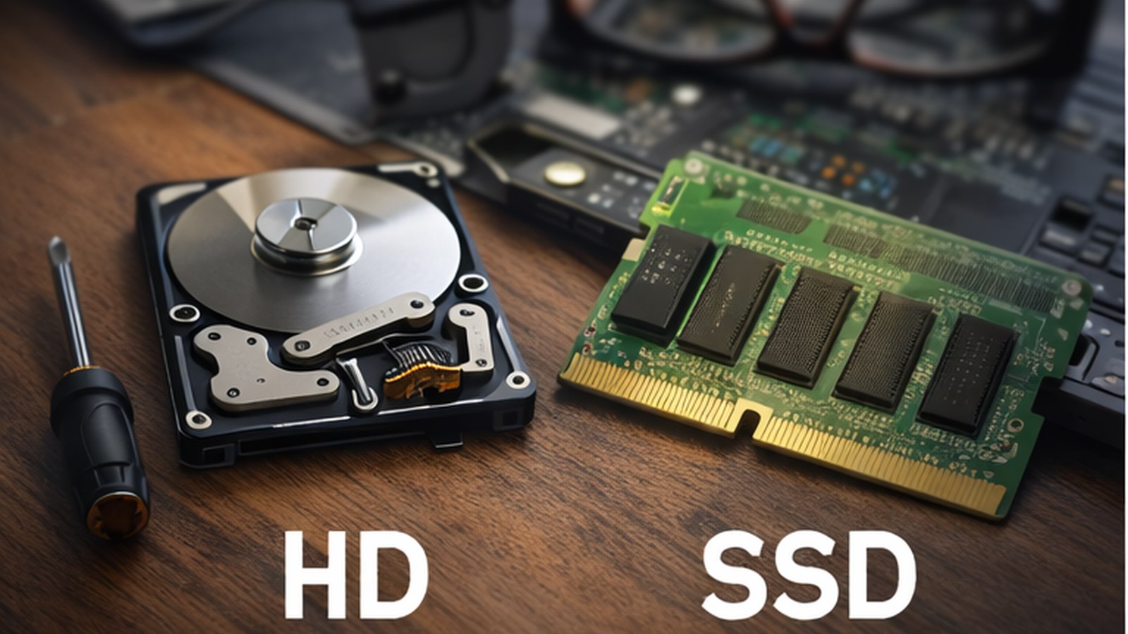 Comparação visual entre HD e SSD
